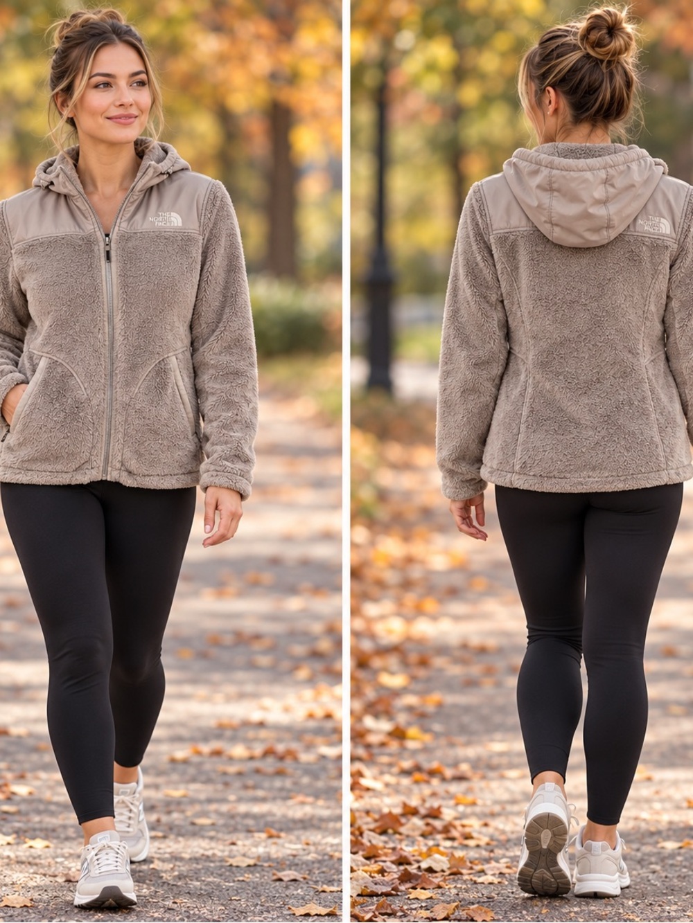 The North Face Women's Taupe Hooded Teddy Fleece Jacket
